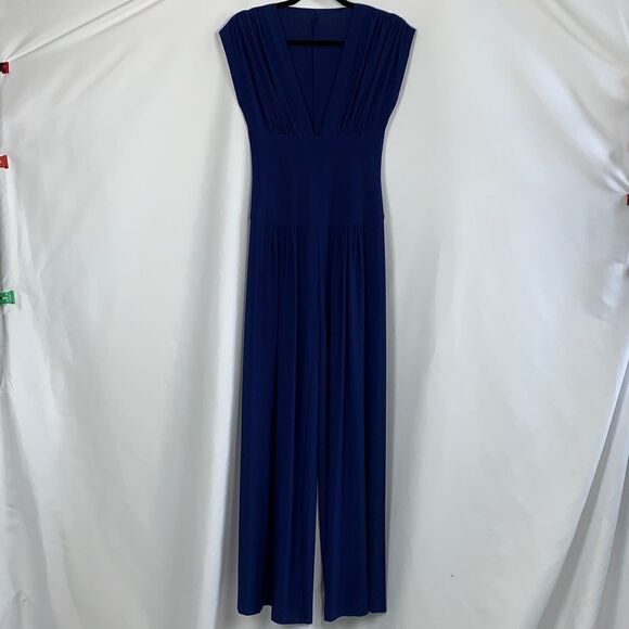 Norma Kamali Deep Blue V-Neck Vintage Jumpsuit